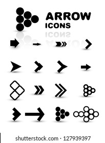 Vector set of black arrow icons isolated on white