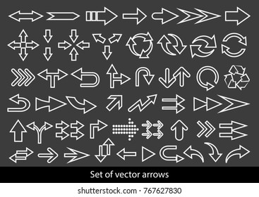 Vector set of black arrows on a white background.