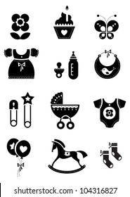 Vector set of black baby icons