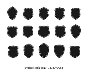 Vector Set of Black Badges in Shape of Shields