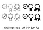 vector set of black badges,medal icons,certification,
awarded badges and achievements,professional certificate ribbon vector symbol,Best premium quality badge icons,medal icons collection