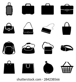 Vector Set of Black Bags Icons