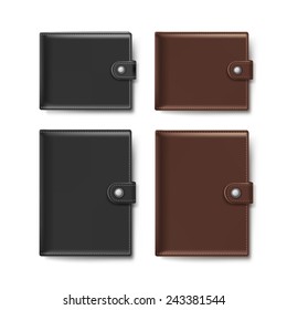 Vector Set Black Brown Leather Wallets Stock Vector (Royalty Free ...