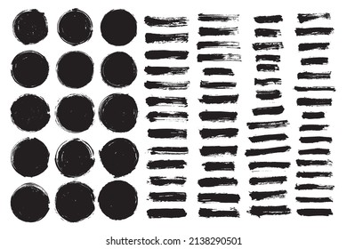 Vector set black brush stroke. Grunge design element.