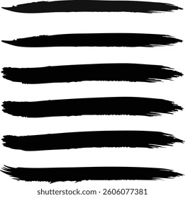 vector set black brush strokes