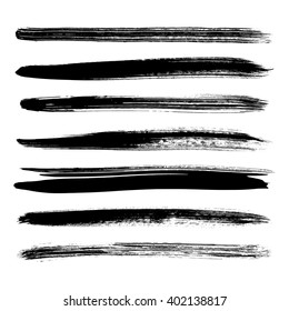 Vector set of black brush strokes. Abstract sketch.
Collection of grunge hand drawn ink lines may be used for creative design. Isolated on white background.