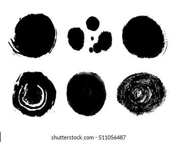 Vector Set of Black Brush Strokes on Rice Paper - Banner / Label / Tag Design Background