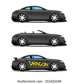 Vector set. Black cars.