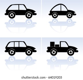 vector set of black cars