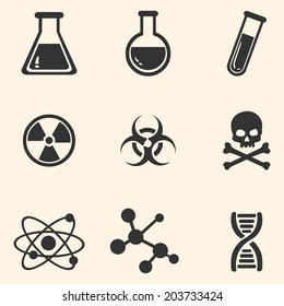 Vector Set of Black Chemistry Icons.