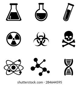 Vector Set of  Black Chemistry Icons.