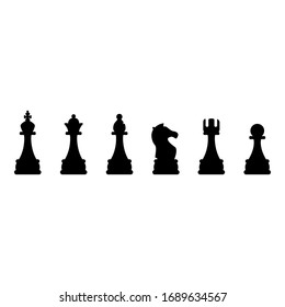 Vector Set of Black Chess Silhouette Icons