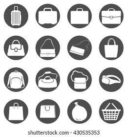 Vector Set of Black Circle Bags Icons