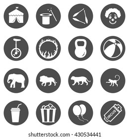 Vector Set of Black Circle Circus Icons