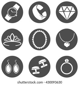 Vector Set of Black Circle Jewellery Icons