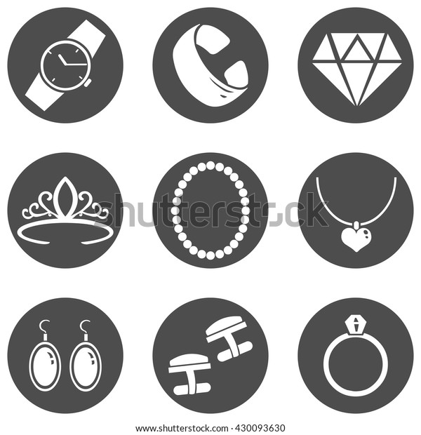 Vector Set Black Circle Jewellery Icons Stock Vector (Royalty Free ...