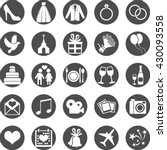 Vector Set of Black Circle  Square Wedding Icons
