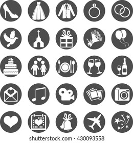 Vector Set of Black Circle  Square Wedding Icons