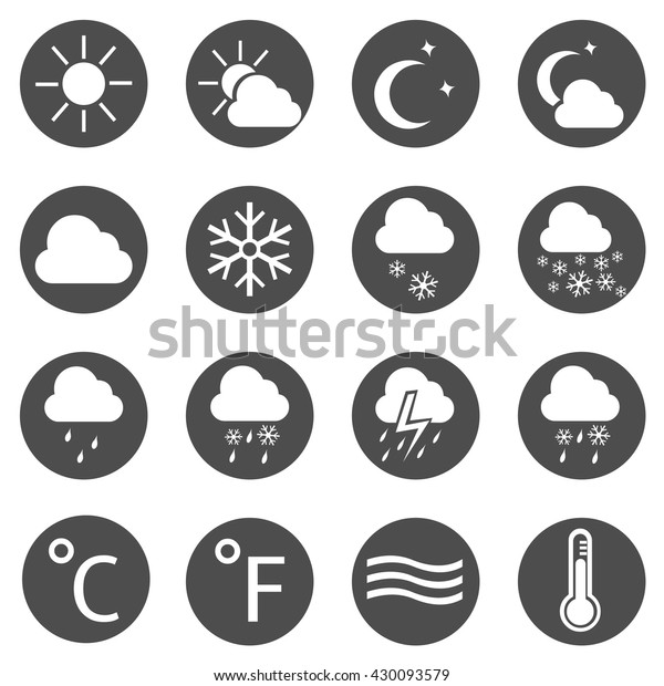 Vector Set Black Circle Weather Icons Stock Vector (Royalty Free ...