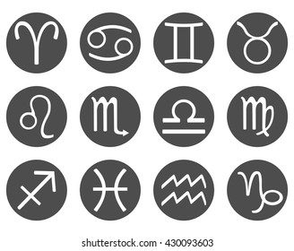 Vector Set of Black Circle Zodiac Sign