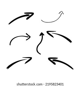 Vector set of black curly graphic arrows.