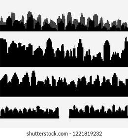 Illustration Set Cityscape Silhouette On White Stock Vector (Royalty ...