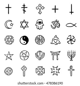 Vector Set Sketch Religious Symbols Stock Vector (Royalty Free) 176774978