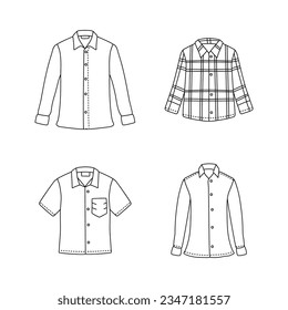 Vector Set of Black Doodle Shirt clothes Icons