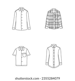 Iconos de ropa de camisas de Doodle negro