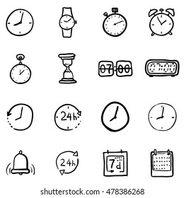 Vector Set Of Black Doodle Time Icons