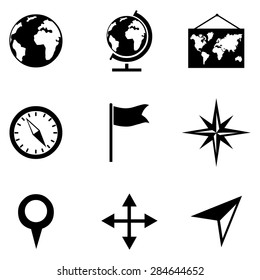 Vector Set of Black Geography Icons.