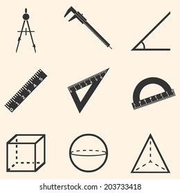 Vector Set of Black Geometry Icons.