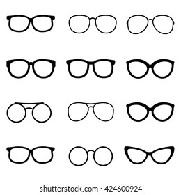 Set Black Glasses Vector Icons Stock Vector (Royalty Free) 763885447