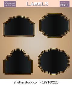 Vector set: black gold-framed labels/ stickers . Easy to edit. Perfect for your works, Perfect quality works.