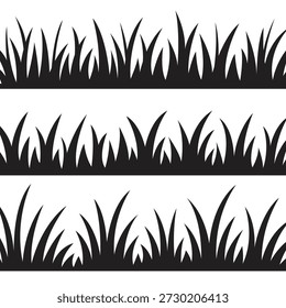 Vector Set of Black Grass Silhouette