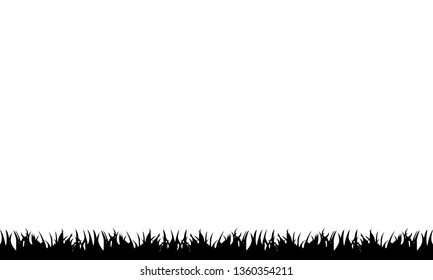 Vector set of black Grass Silhouettes on White Backround