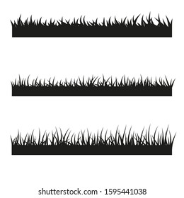 Vector set of black grass silhouettes isolated on white background.