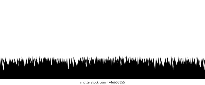 Vector Set of Black Grass Silhouettes on White Backround