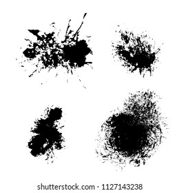 Vector set of black grunge brush strokes