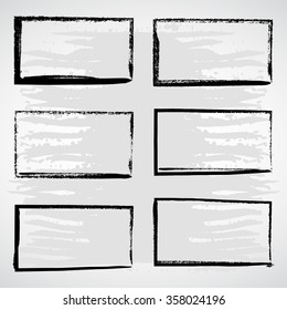 Vector set of black grunge watercolor rectangular frames.