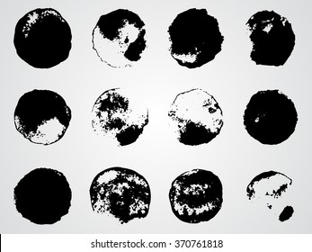 Vector set of black grunge watercolor backgrounds.