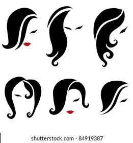 Vector set of black hair styling for woman (from my big "Hair styling series")