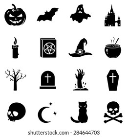 Vector Set of Black Halloween Icons