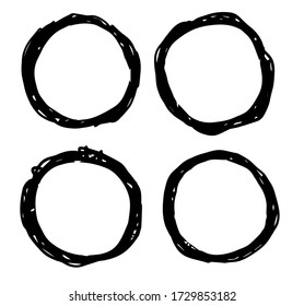 vector set of black hand drawn rings