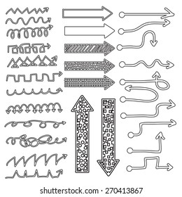 Vector Set of black Hand Drawn Arrows