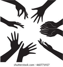 Conjunto de vectores de iconos de la mano negra aislados en fondo blanco