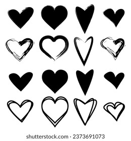 Vector set of black hearts on a white background. The icon is suitable for decoration for Valentine's Day and other design