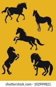 Vector set of black horses