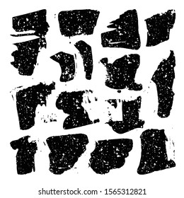 Vector set of black ink brush stokes