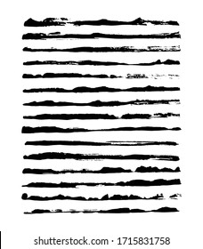 Vector set of black ink brush stokes